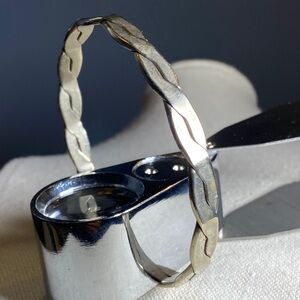 Vintage Mexico Sterling Silver Flat Interwoven Design Bangle Bracelet